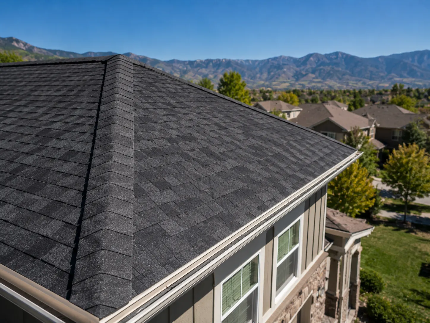 Finished new asphalt roof on a Colorado home